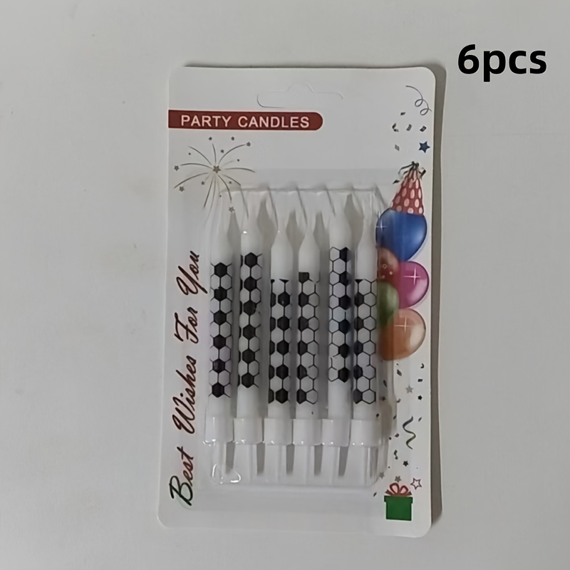 6pcs Soccer-themed Candles, Football Match, Holiday Celebration