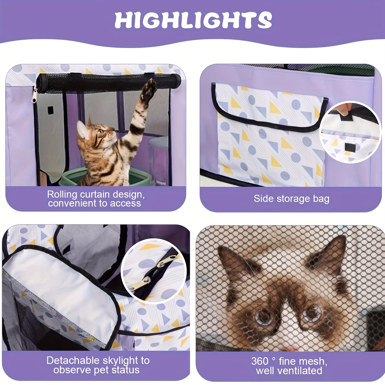 1 playpen pen foldable puppy cat playpen portable exercise kennel tent crate dog house with storage bag portable pens for puppies cat rabbit chicks foldable exercise play tent kennel crate indoor outdoor travel camping Product details 4