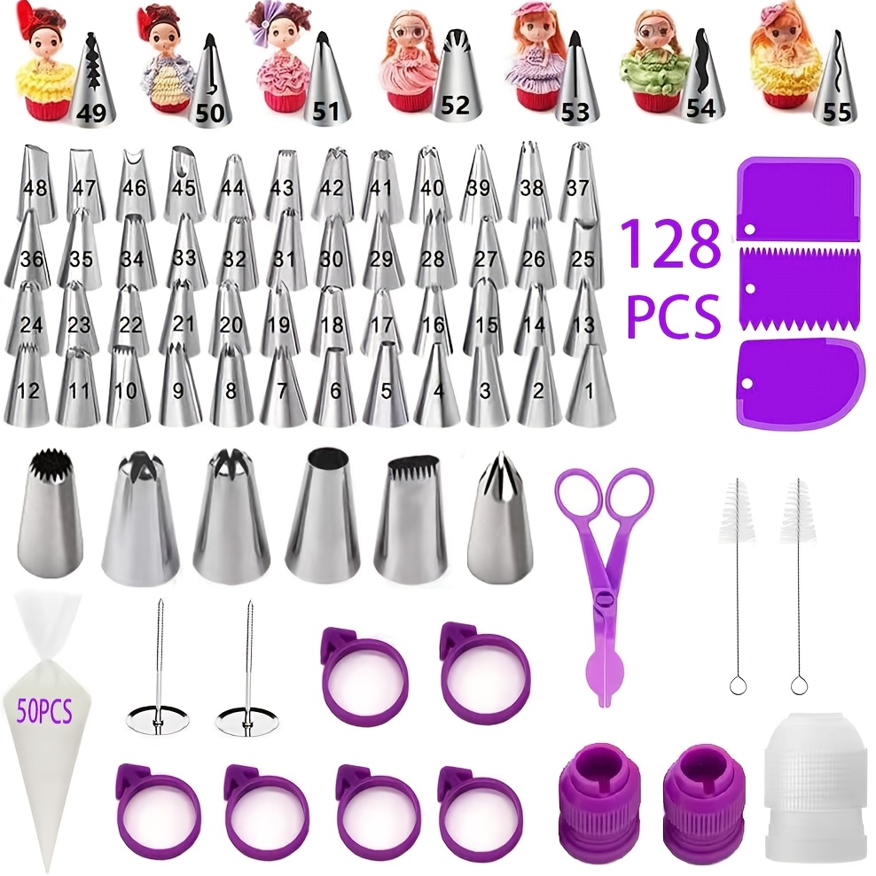 E-shop 128-teiliges Spritztüllen-Set, Kuchenbackwerkzeug-Kit, Kuchencreme-Herstellungswerkzeuge