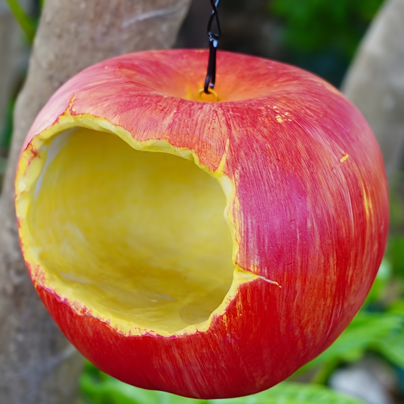 

Distributeur de graines pour oiseaux en forme de pomme en résine - Décoration de jardin extérieur, Aucune alimentation requise, Idéal pour les oiseaux sauvages