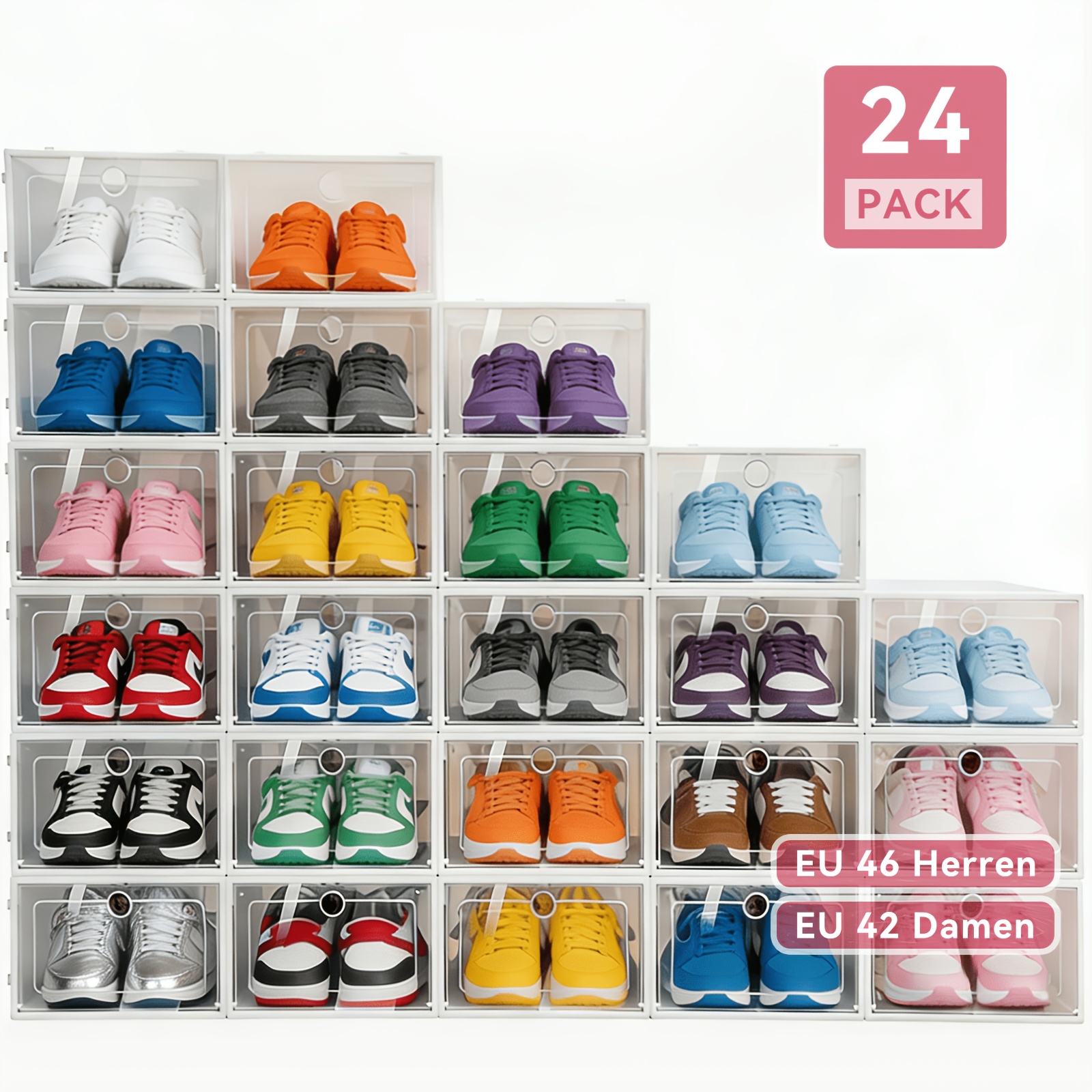 24 Shoe Storage Containers, Transparent Xl Plastic Boxes With Lids, Shoe Cabinets And Drawers For Organizing Shoes, Shoe Box Storage, Women's/men's Shoe Box Storage, Home Storage