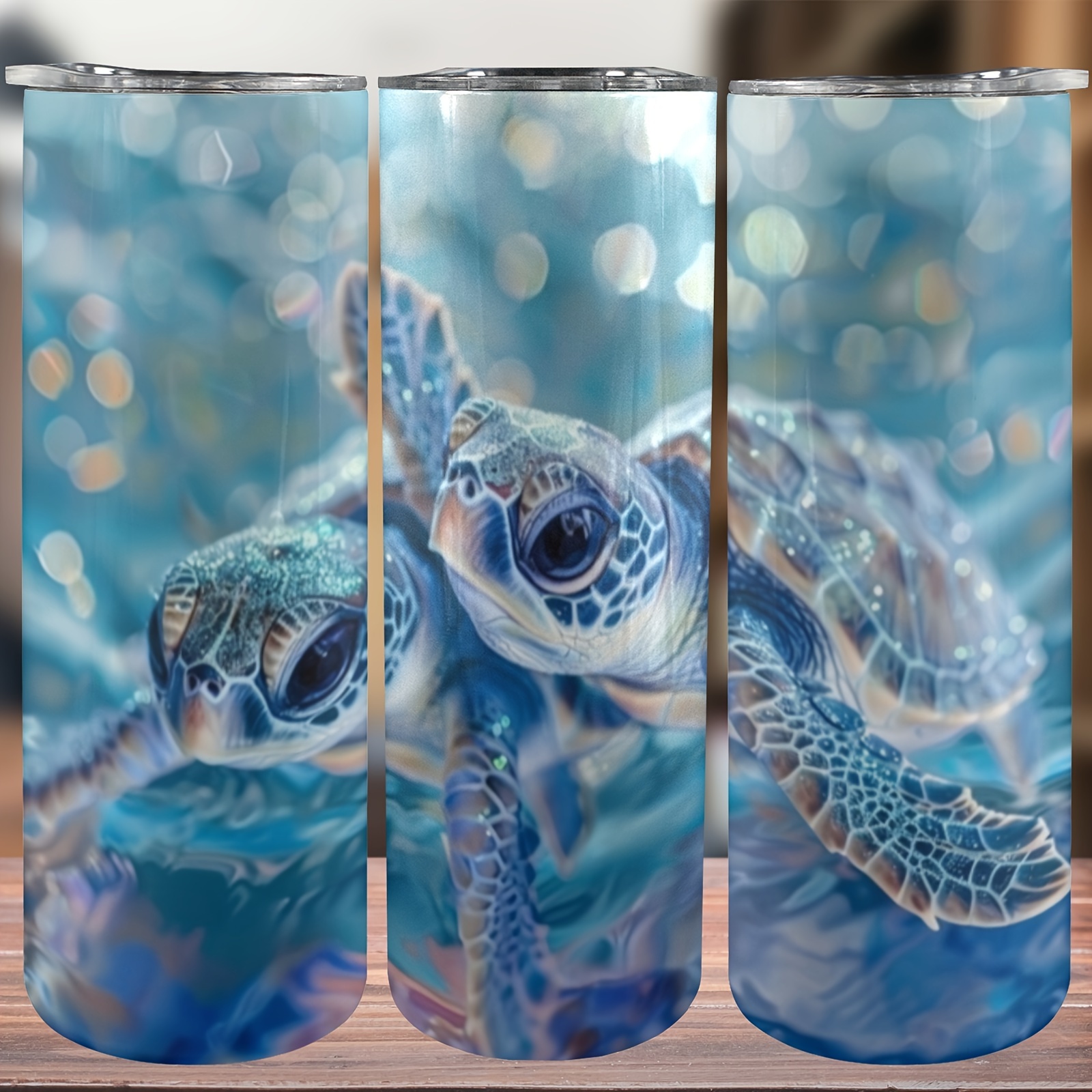 

20oz Turtle Design Insulated Tumbler - 304 Stainless Steel Water Glass With Straw And Leakproof Lid, Reusable Drinkware For Office, Camping & Travel - Ideal Gift For All Occasions