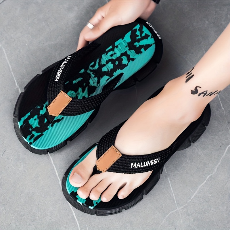 mens fashion flip flops summer non slip thong sandals with thick soft sole comfortable for daily wear beach   black white striped design eva material   outdoor activities beach footwear striped flipflops eva sandals Product details 4