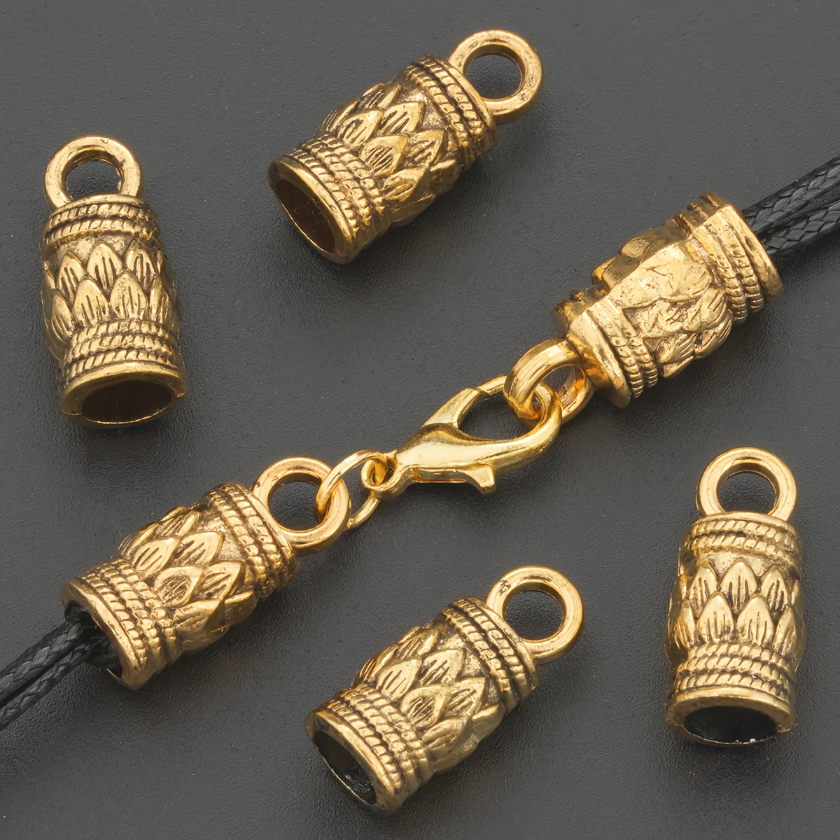 20pcs Antique Golden Lotus Pattern Rope Buckles for Crafting