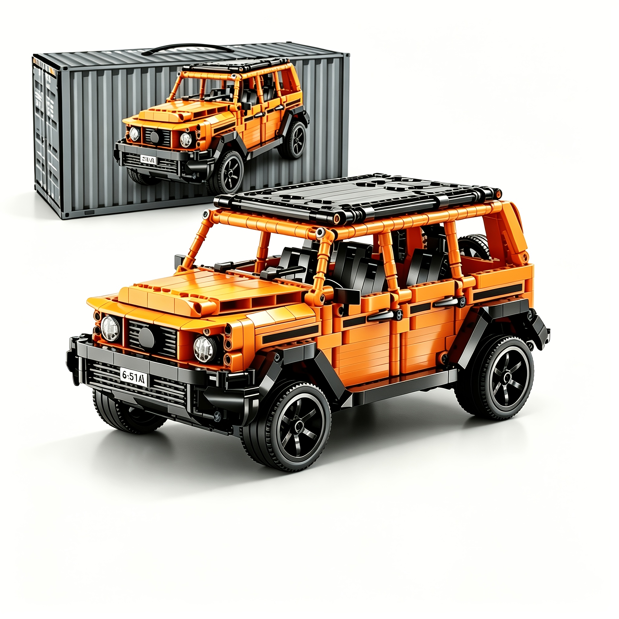 Image of 1211pcs Orange Sports Car Building Blocks Set, High Difficulty Diy Assembly Puzzle Toy, Bedroom Ornament, Perfect Gift For Birthday, Children's Day, Halloween, Thanksgiving, Christmas