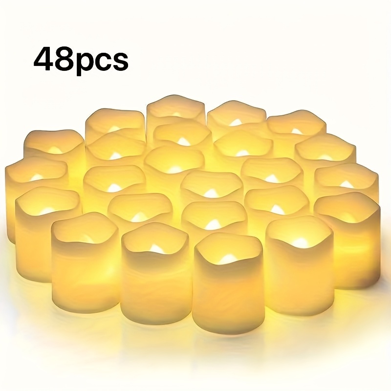 48-pack Battery-powered Led Tea Lights, Warm Flameless Candles For Halloween, Christmas, Wedding, And Table Decor