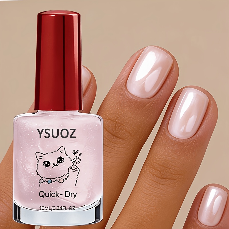 TEMU Pink Mother-of- Pearl Strengthening Oil- Quick-drying, For A Curing Lamp, Durable Formula, Effect Brightens Nails, Suitable For Weak Or Soft