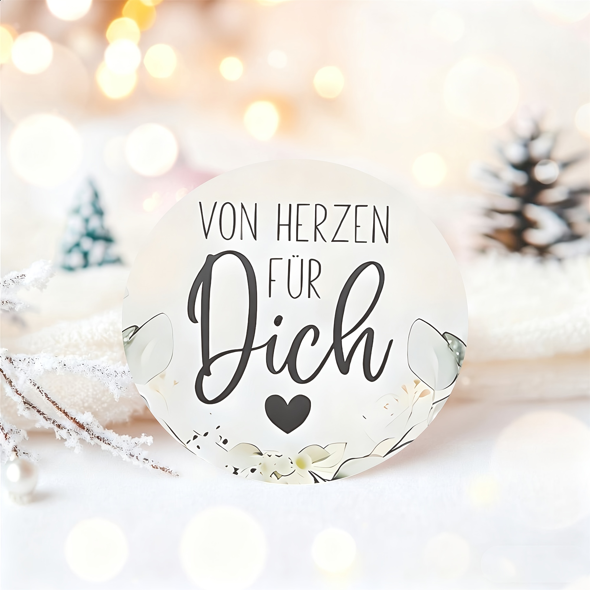 E-shop 72 runde Aufkleber mit Blumen, Herzen und dem Satz " zu Dir" im eleganten Stil, geeignet für Grußkarten, Geschenkboxen, Partys, Einladungen und