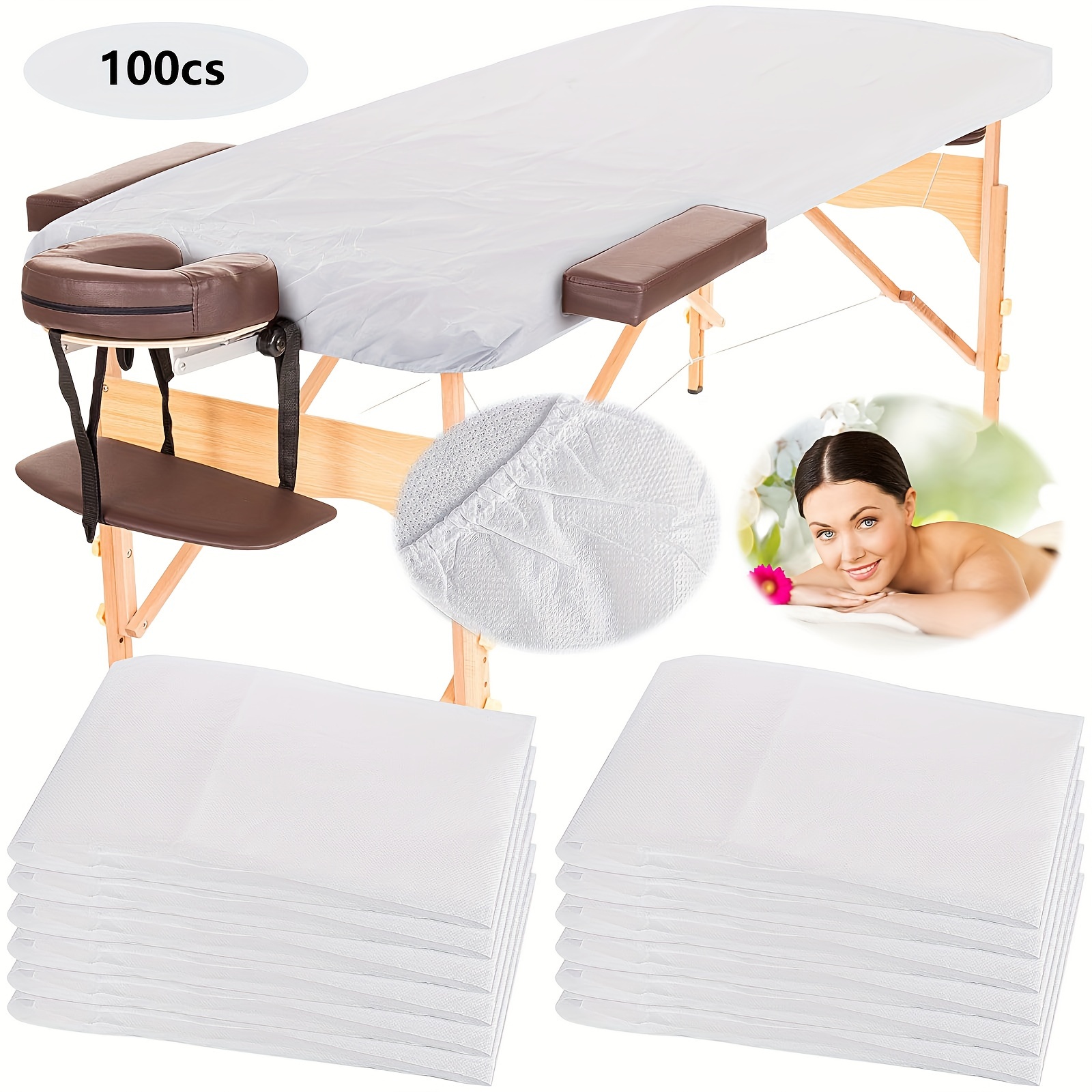 100 , de Sábanas No Tejidas Desechables Duraderas para Masajes, Spa,  Tatuajes, Tratamientos Corporales, Viajes , Blanco 175x75cm A Macarena  Cubiertas de sábanas desechables