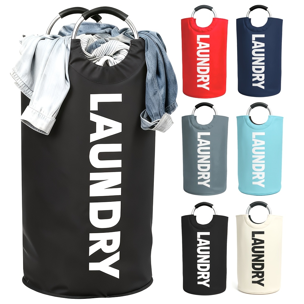 TEMU Extra Large Foldable Laundry Basket Hamper Bag (aluminum Full Loop Handle) - Tall Collapsible Fabric Clothes Bin For Bedroom, Bathroom, College