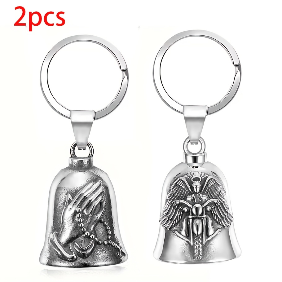 TEMU 2pcs Praying Bell Keychain, Motorcycle Charm Bell, , Bell, Keyring, Suitable For Motorcycle, Bicycle, Pet, Backpack Key Decoration Christmas