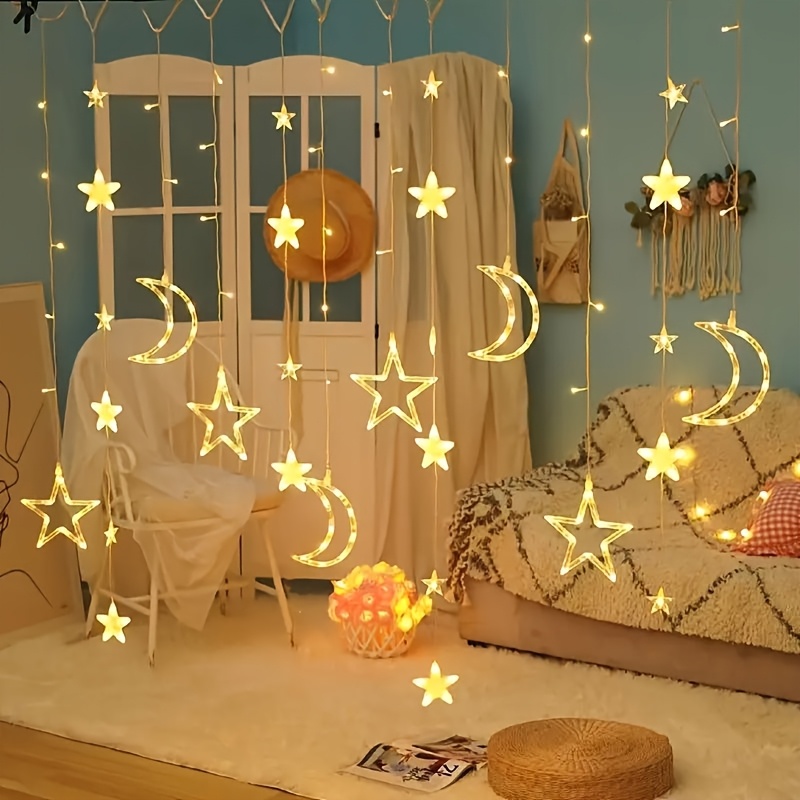 2d flat 1pc star and   string lights 3 5m romantic ambiance usb powered indoor decoration for bedroom living room wedding birthday party lighting star moon design durable plastic moon decoratio