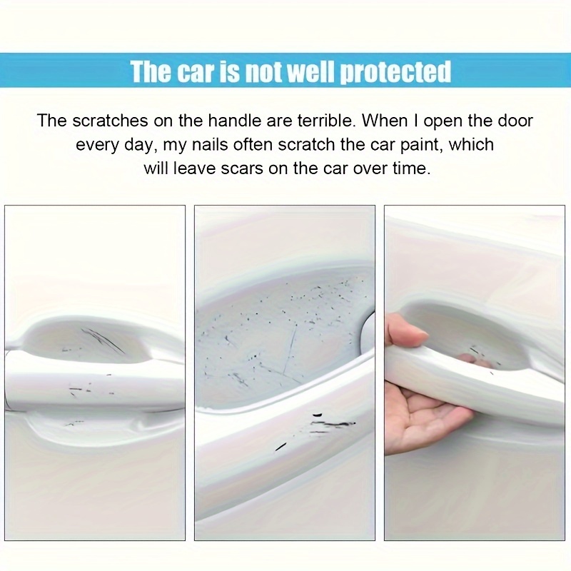 8-Pack Carbon Fiber Vinyl Car Door Handle Protector Decals - Self-Adhesive Scratch-Resistant Paint Protection Film for Glass, Plastic, Metal Surfaces, Sporty Stripe Pattern, Left Side, Irregular Shape