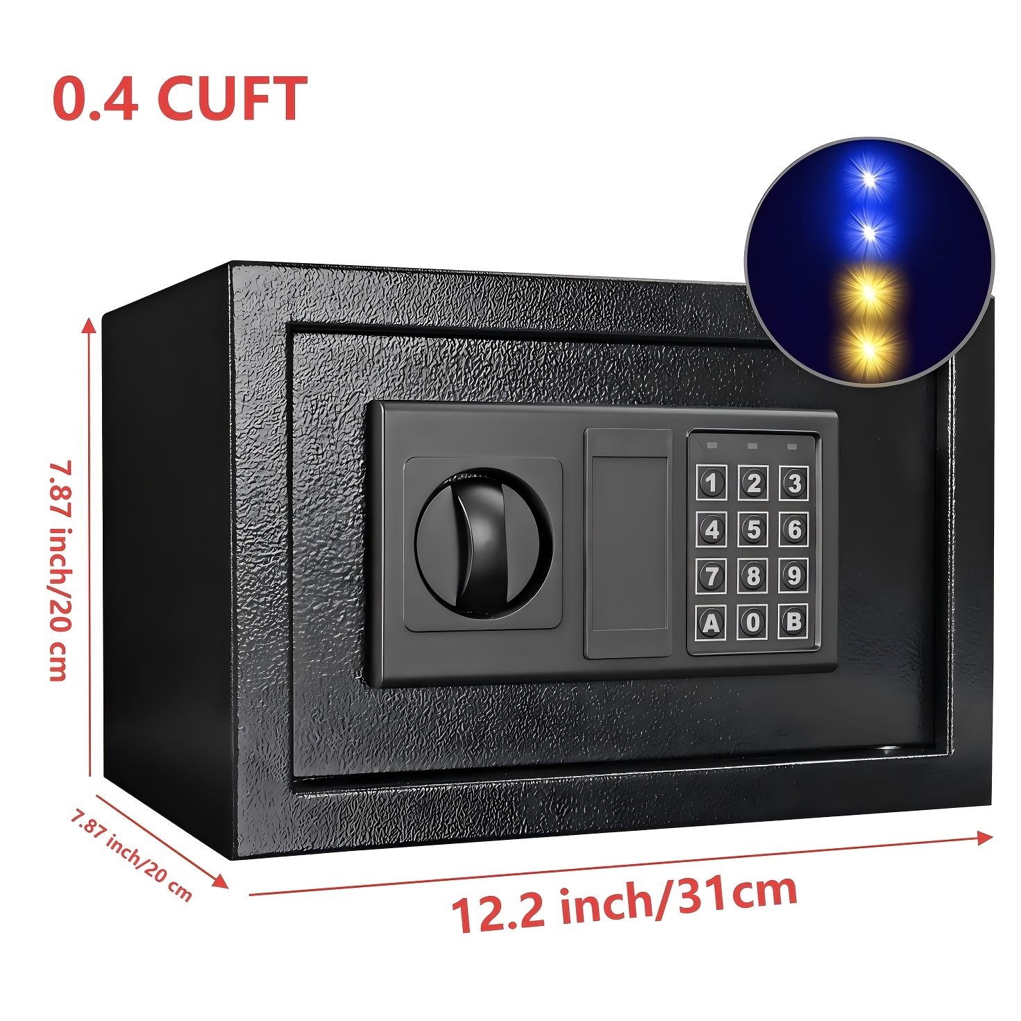 TEMU For Homeyuer Safe Box With 4pcs Led Sensor Light, Hidden Safe Box With Key & Digital Lock For Home And Company. Electronic Box Wall Or Cabinet