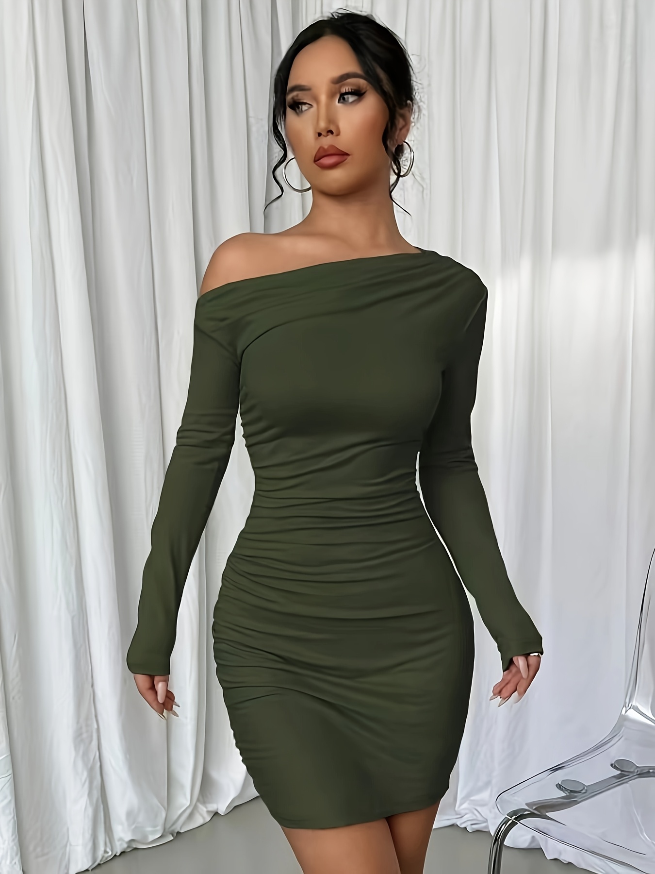 womens elegant tight fitting single shoulder sleeveless - Temu Bahrain