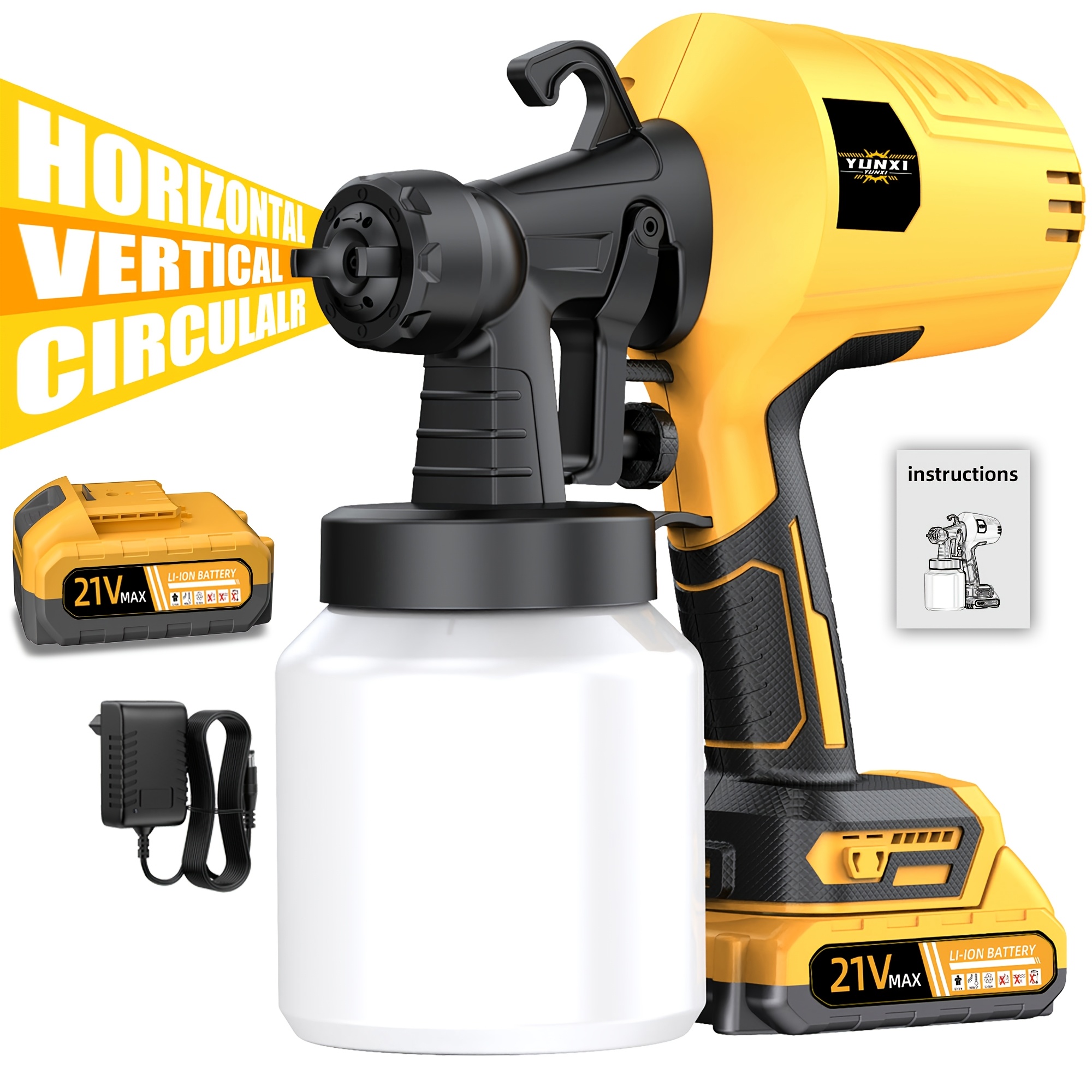 Image of New Upgraded Cordless Electric Spray Gun Suitable For House Painting, Furniture, Cabinets, Walls, Panels - Portable Varnish-compatible Gun With -type Plug, Compatible For, Multi- Application