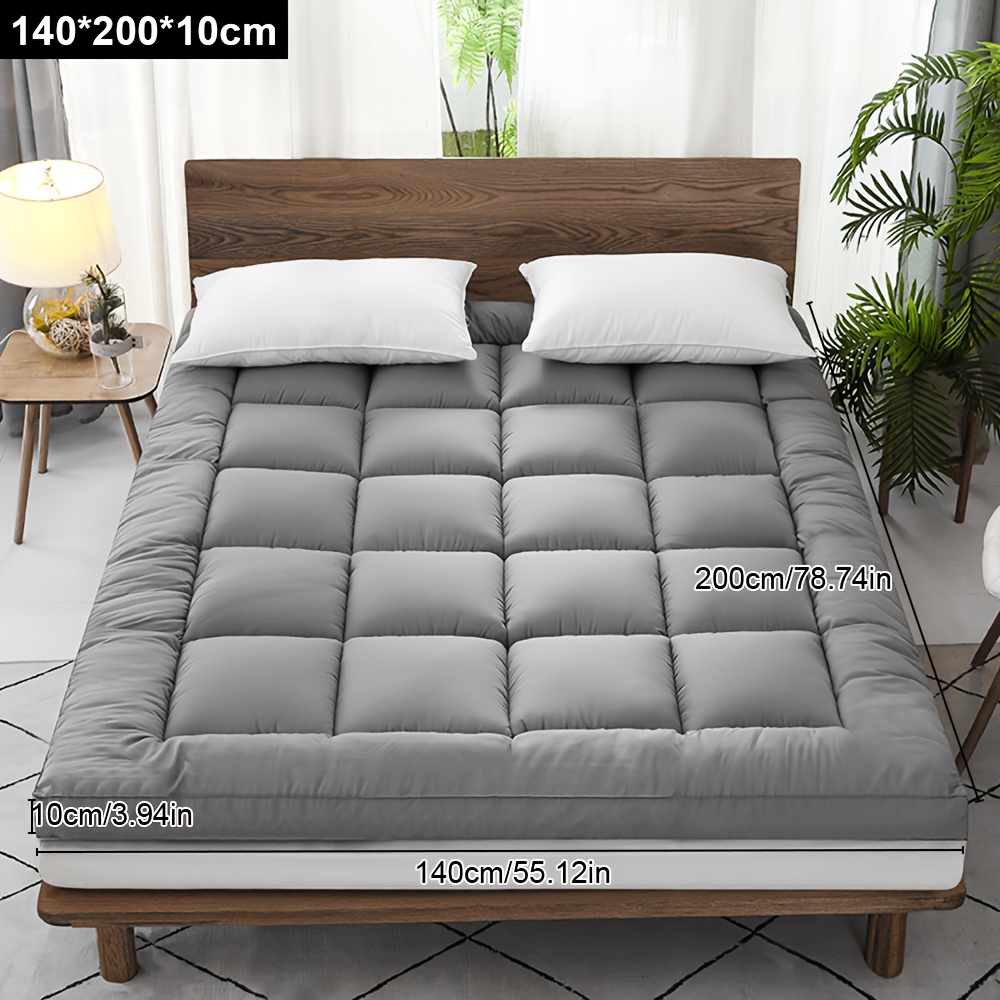 10cm Premium Soft & Breathable Solid Color Mattress Topper - Easy Clean, Machine Washable, Fluffy Bedding For Bedroom, Dorm, , Apartment, Christmas Gift, Back-to-