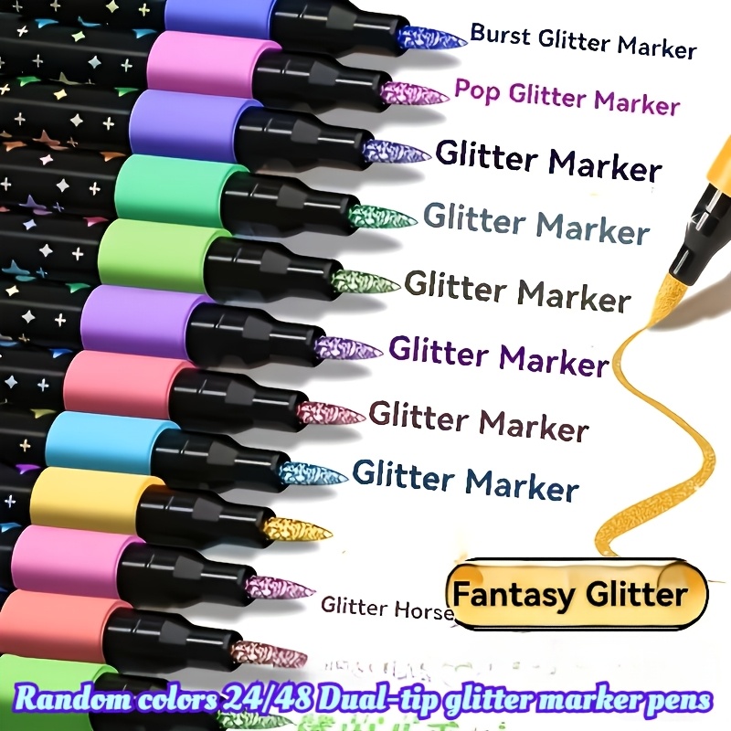 48/24-Color Dual-Head Glitter Pens for Scrapbooking & Journaling