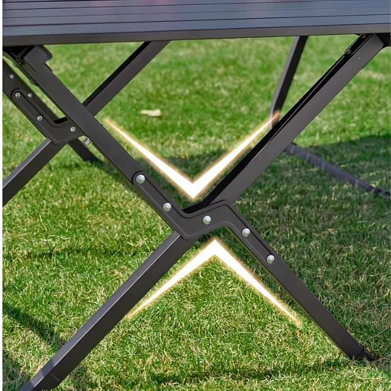 extra wide 120cm portable folding table for camping picnics   steel no   details 1