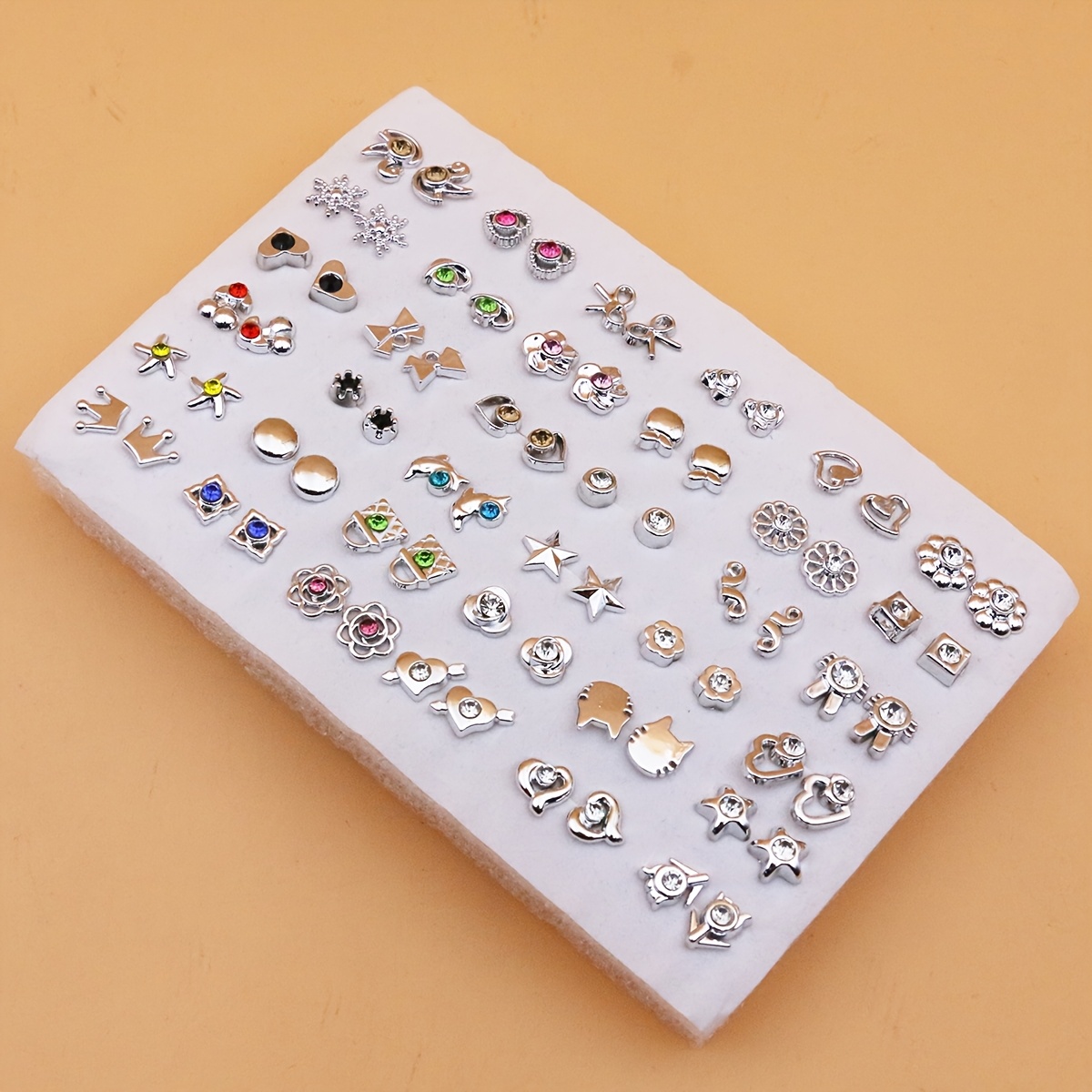 TEMU 36 Pairs Of Simple And Cute Random Mixed Style Plastic Resin Rhinestone Stud Earrings Set