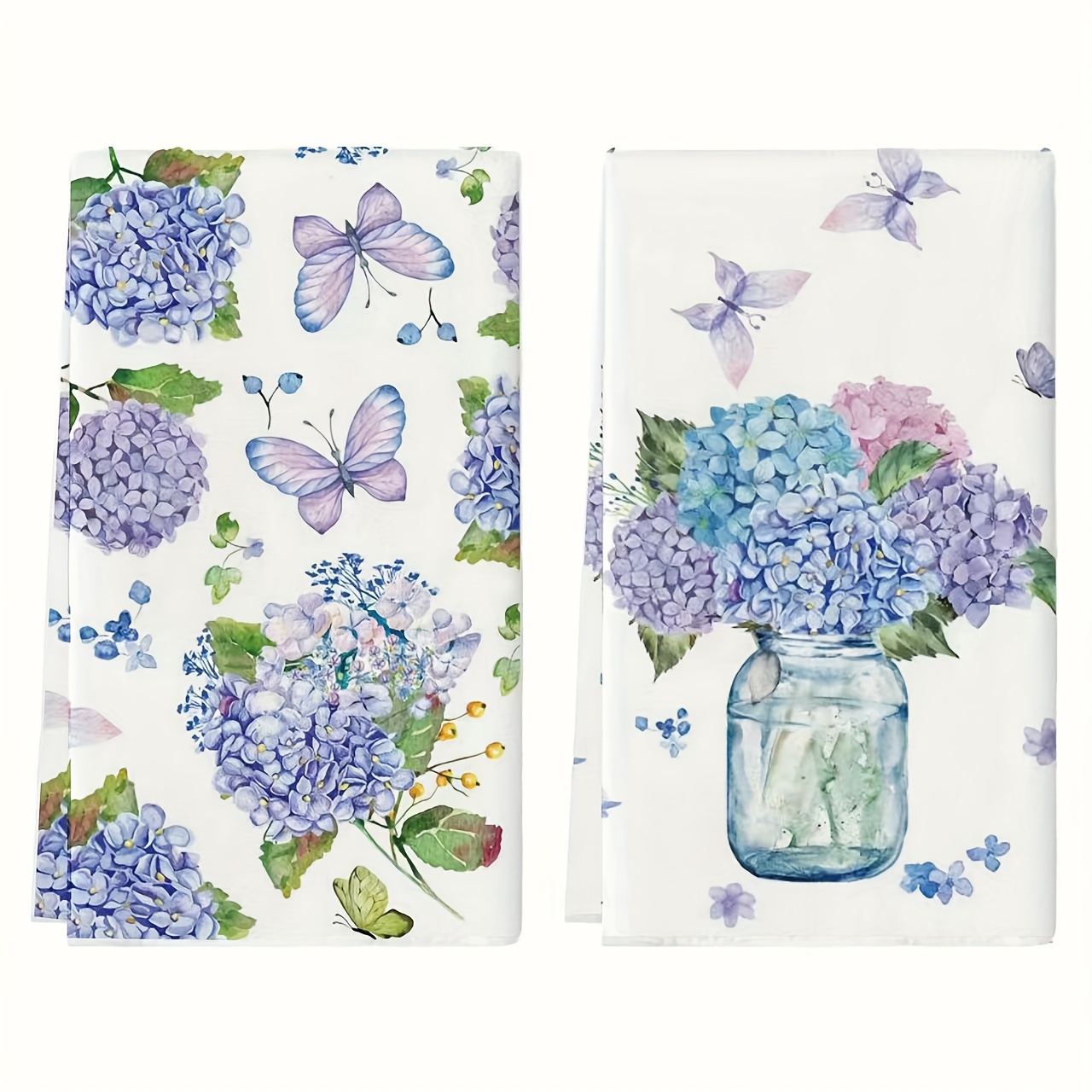 

2pcs, Hand Towels, Hydrangea Vase Butterfly Kitchen Towels, Spring Seasonal Kitchen Towels For Kitchen, Bathroom, Home Decorations, Cleaning Supplies