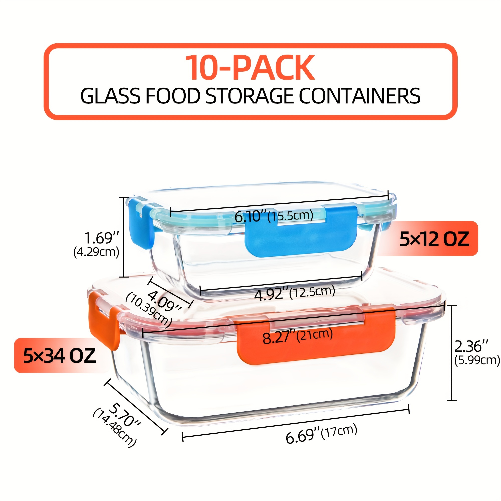 10 pack high borosilicate glass meal prep containers set food storage containers with airtight leakproof lids for home kitchen   dark purple Product details 3