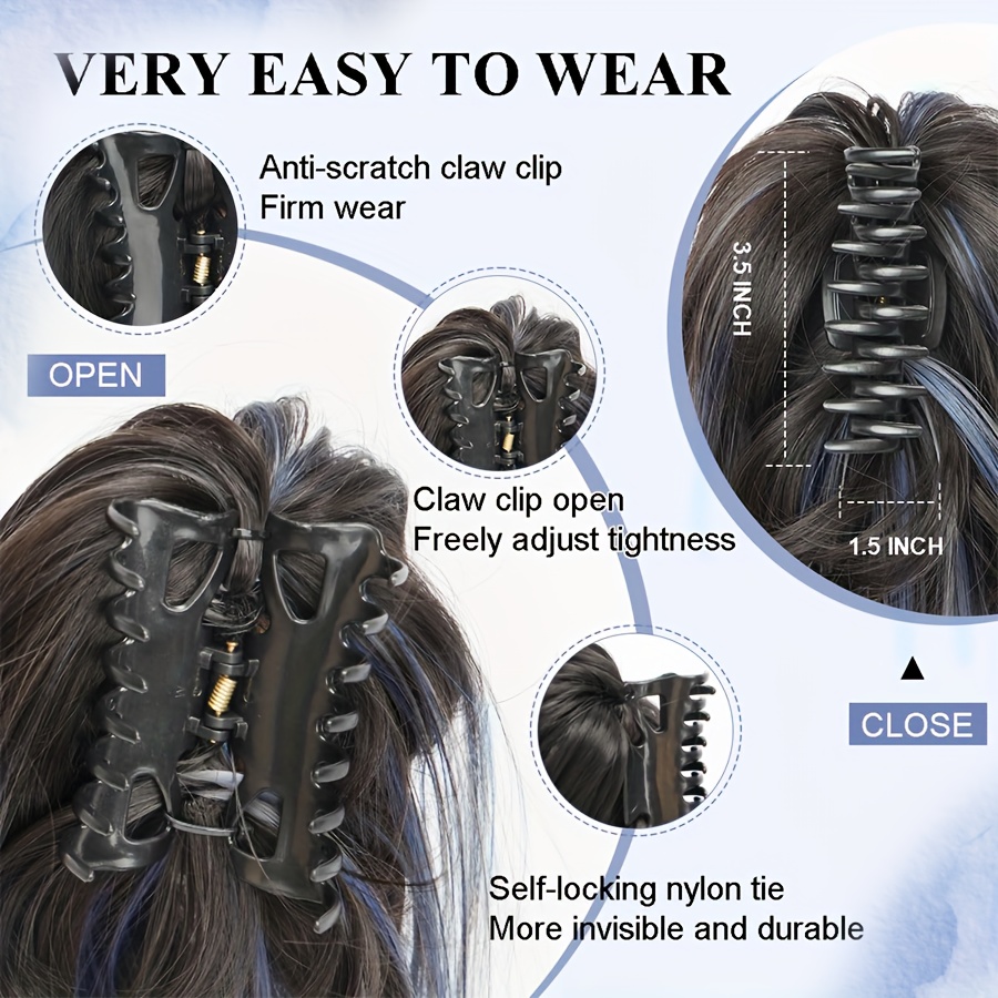 1pc womens synthetic claw clip messy bun ponytail extension 12inch 30cm tousled scrunchies updo lightweight high fluffy straight soft hairpiece basics style for party halloween christmas daily use details 3