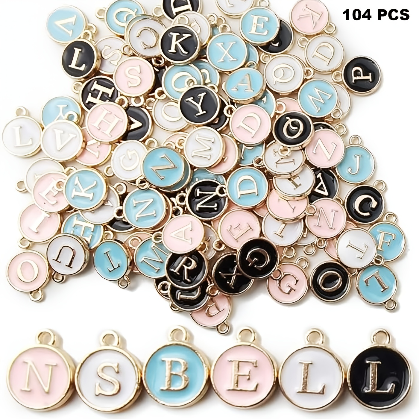 TEMU 104 breloques lettres pour la création de bijoux - Breloques alphabet double face pour collier et bracelet
