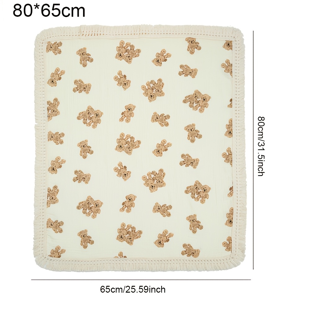 Image of Baby Swaddle Blanket, Double Layer Crinkle Muslin Cotton Infant Wrap Blanket With Tassel, Soft Baby Stroller Cover Blanket