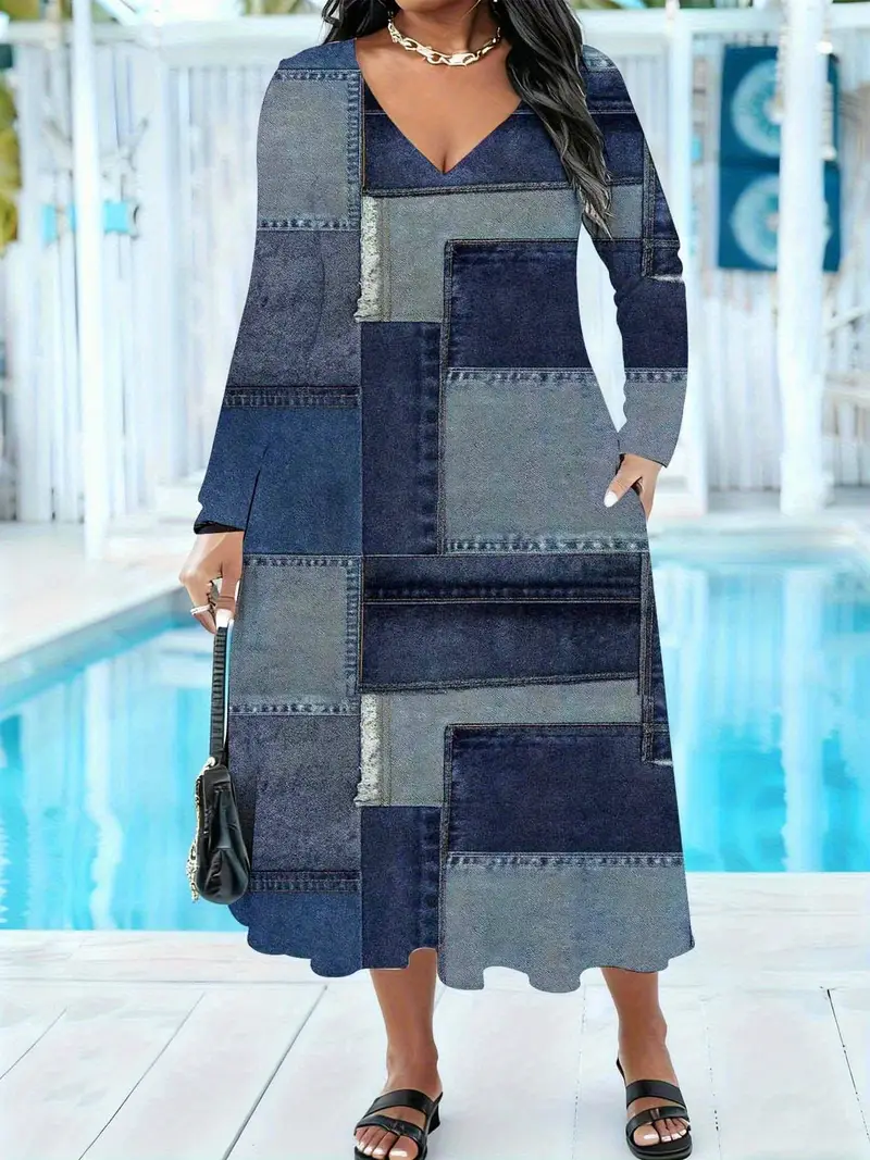plus size womens denim dress long sleeves pockets - Temu plus size womens denim dress long sleeves pockets - Temu