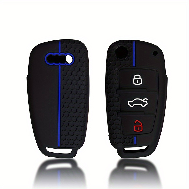 TEMU de silicona para llave , de llave para Audi TT A6 C6 A4 A5 A7 A3 8P, accesorios para llavero de coche A1 Q3 Rs3 Rs6 A3 8V Q2 Q7 S3 S7 S8 (1 )