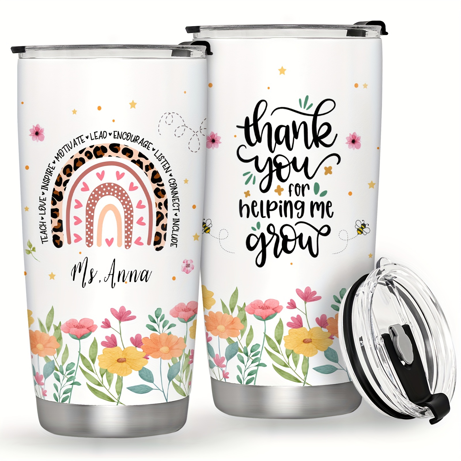 

1pc, 20oz/590ml Personalized Teacher , Insulated Mug Christmas Appreciation Gifts For Teachers End Of , Opening ,