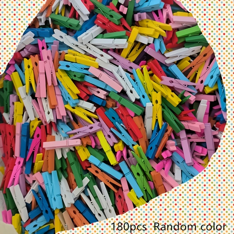 TEMU (random Color)180pcs Colorful Wooden Mini Clothespins For Photo Multicolor Decoration Diy, Colors Random, Crafts And Holiday Decorations,