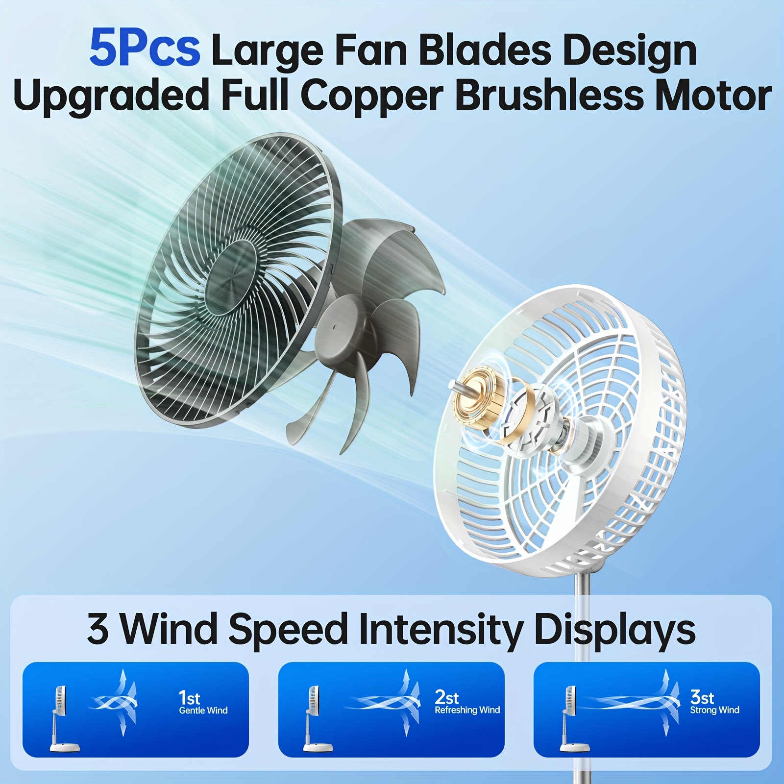 Portable 8-Inch Folding Fan with a 7200Mah High-Capacity, Featuring a Retractable Design And Remote Control, Ideal for Outdoor Activities And Camping