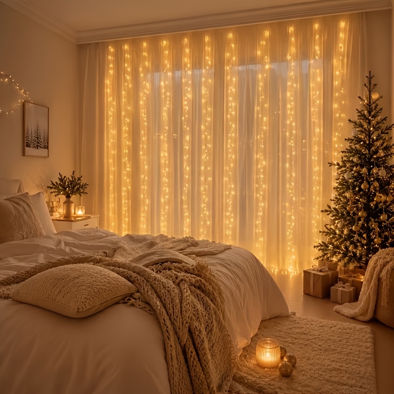 Winter Wonderland Curtain Light String, 200 LEDs for Christmas Decor