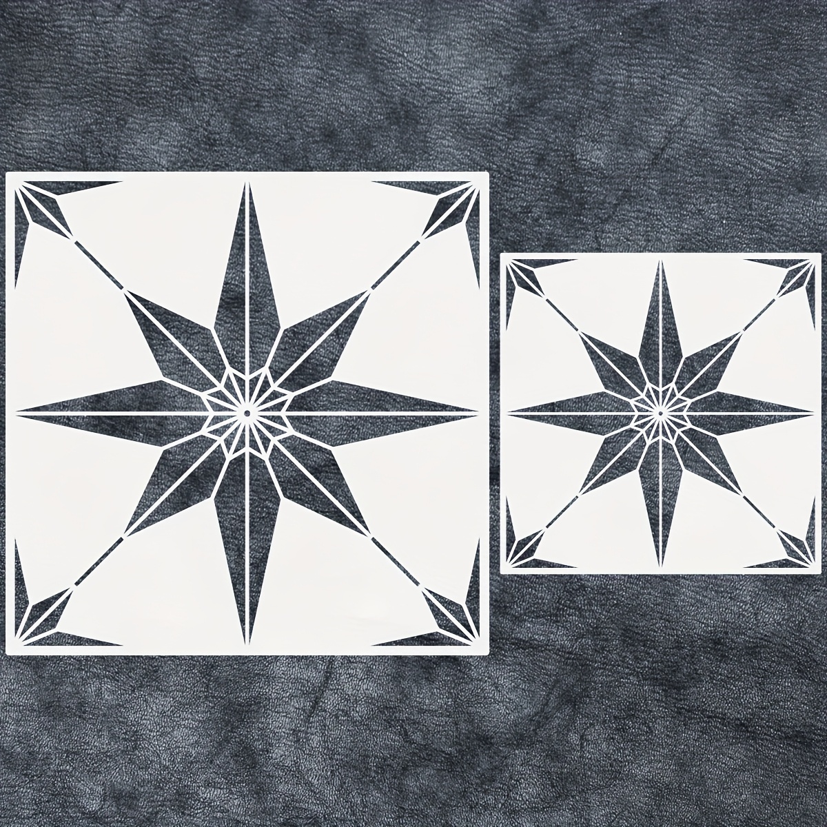 TEMU 2pcs Starburst Design Reusable Painting Stencils, Durable Plastic Tile & Wall Stencils For Diy Home Decor, Art Projects - Ideal For Floors,
