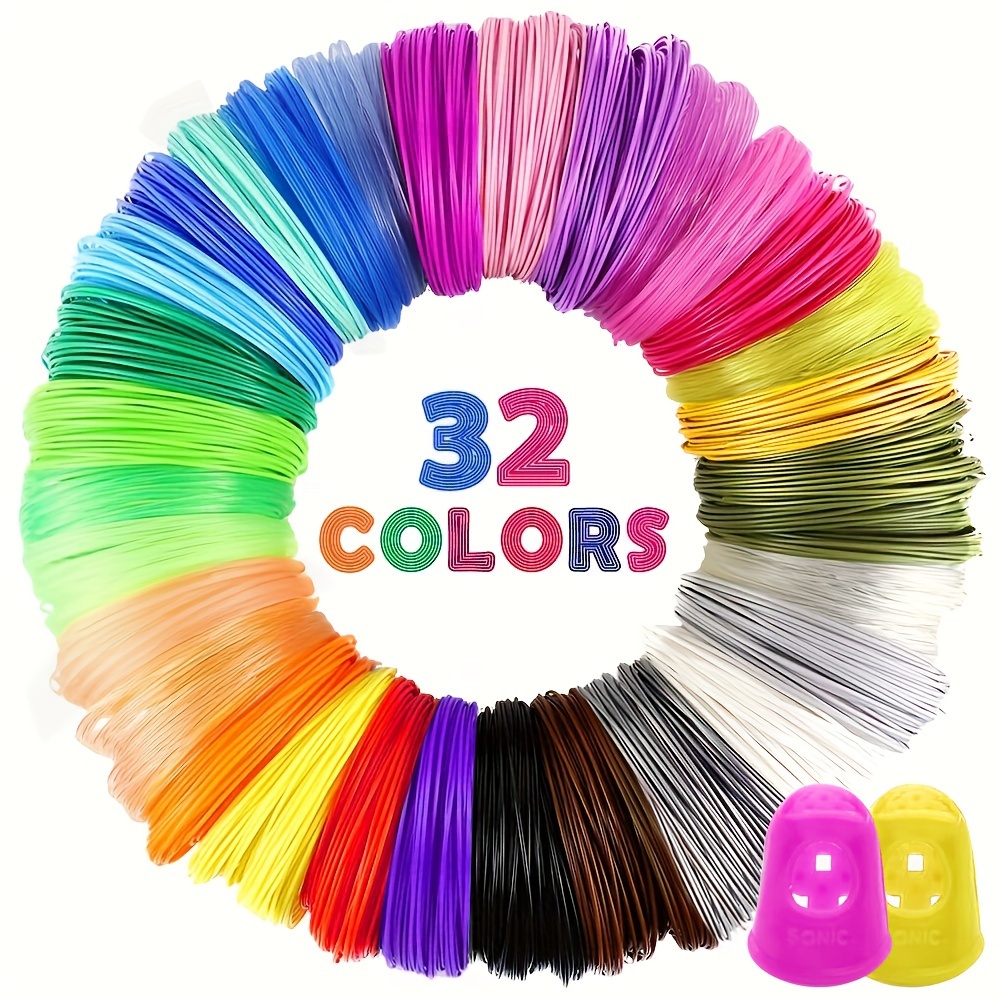 

32-color 3d Pen Pla Consumables, 10 Feet Per Color, Total 320 Feet, With 2 Finger Cots, Random Colors