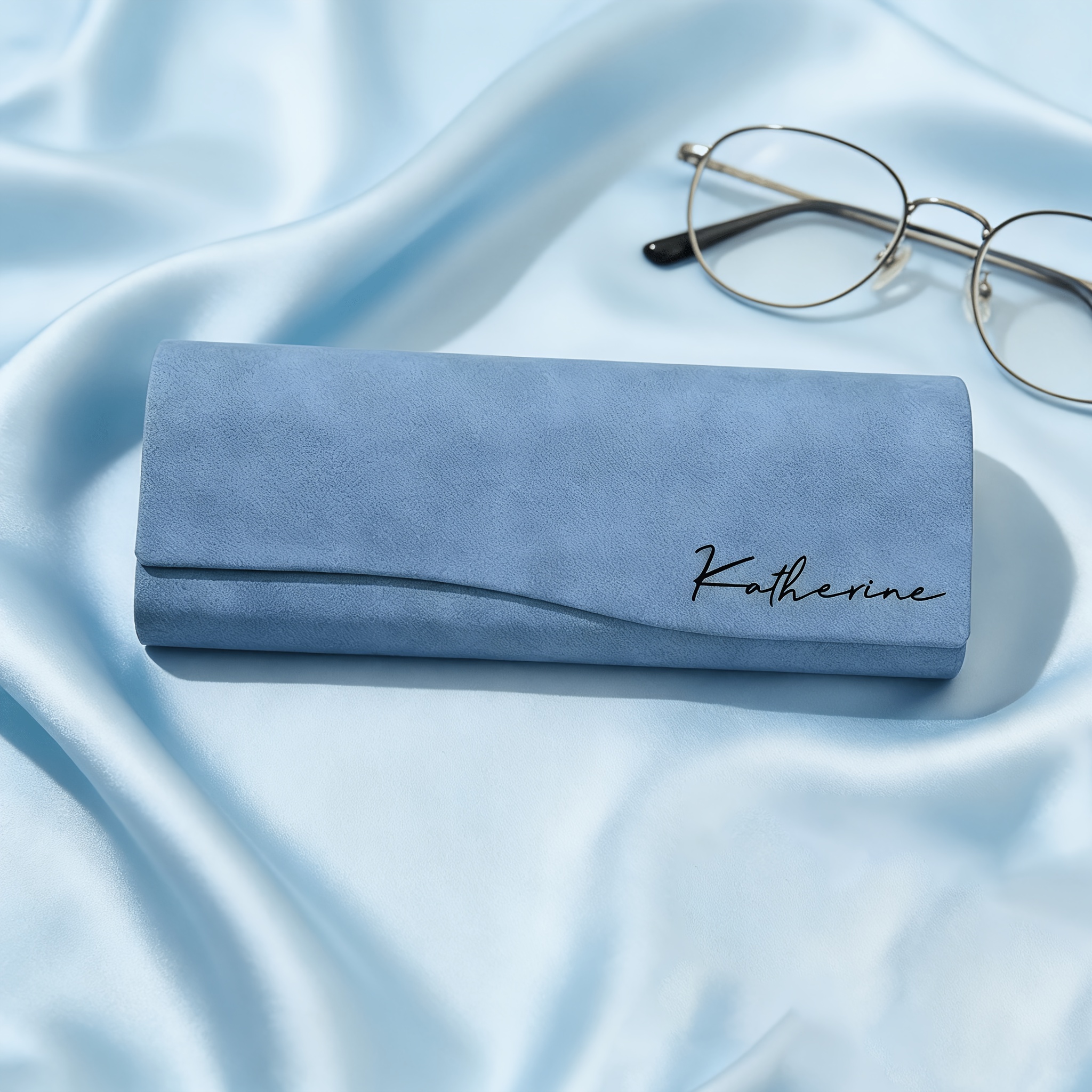 TEMU Diy Custom Laser Printing, , Faux Leather Material, Magnetic Closure, Portable And Durable, Scratch-resistant Lining Protecting Your Glasses,