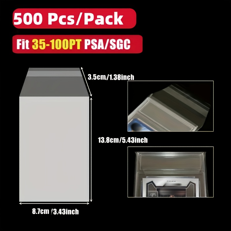 500pcs Graded Card Sleeves Count Resealable Sleeves For Card Sleeves, Pas, Bgs - Trading Card Box Graded , , Gaming, Sports Cards - Slab Sleeves Protector