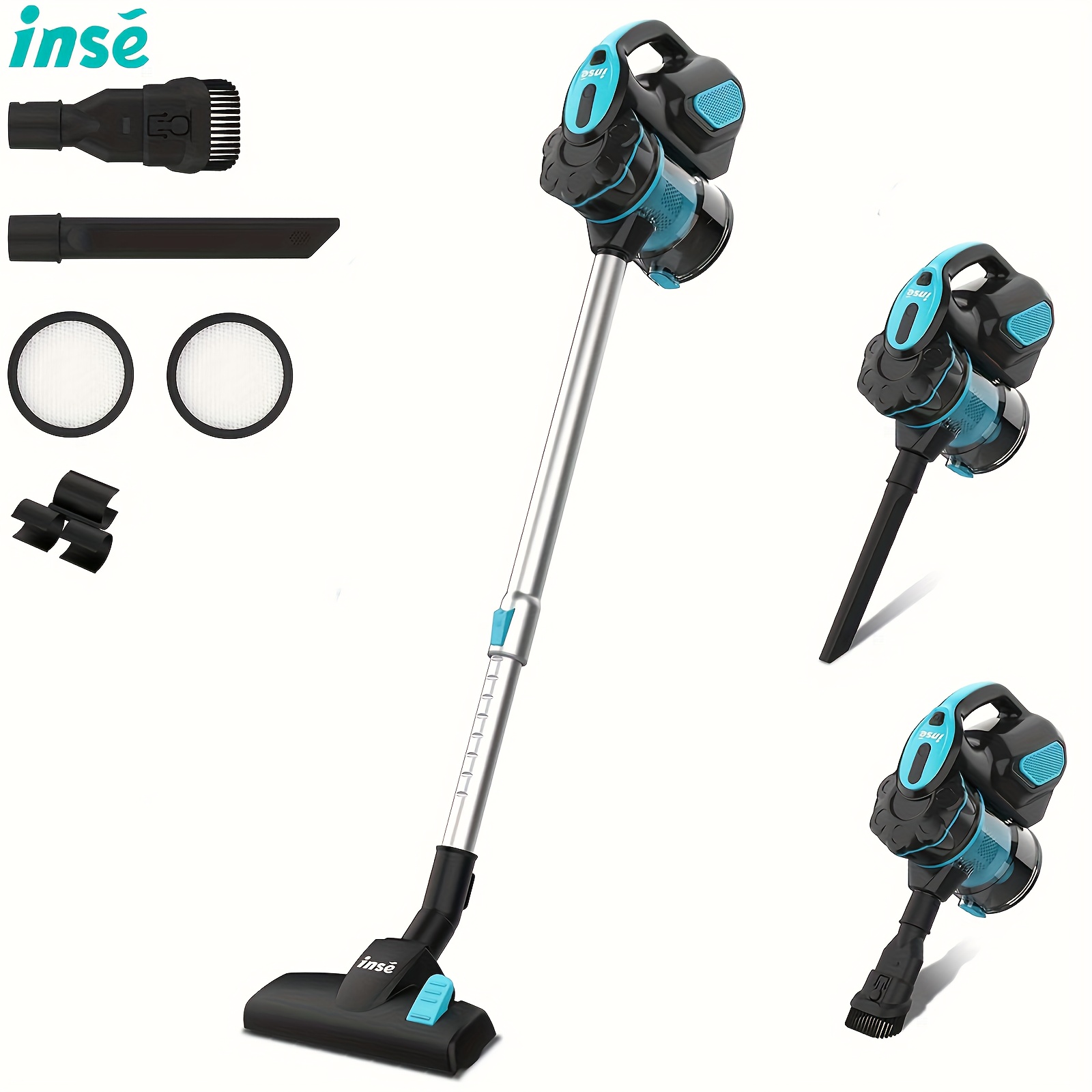 TEMU Aspirateur à câble INSE, aspirateur à câble avec moteur puissant de 600W 18000Pa aspirateur à main pour poils d'animaux à domicile et sols durs