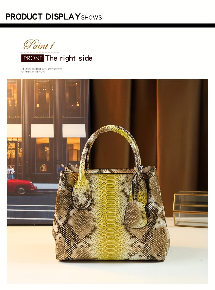 fashion top handle tote bag for women animal print pu with polyester lining zipper closure spacious business commuter handbag from guangzhou production area details 4