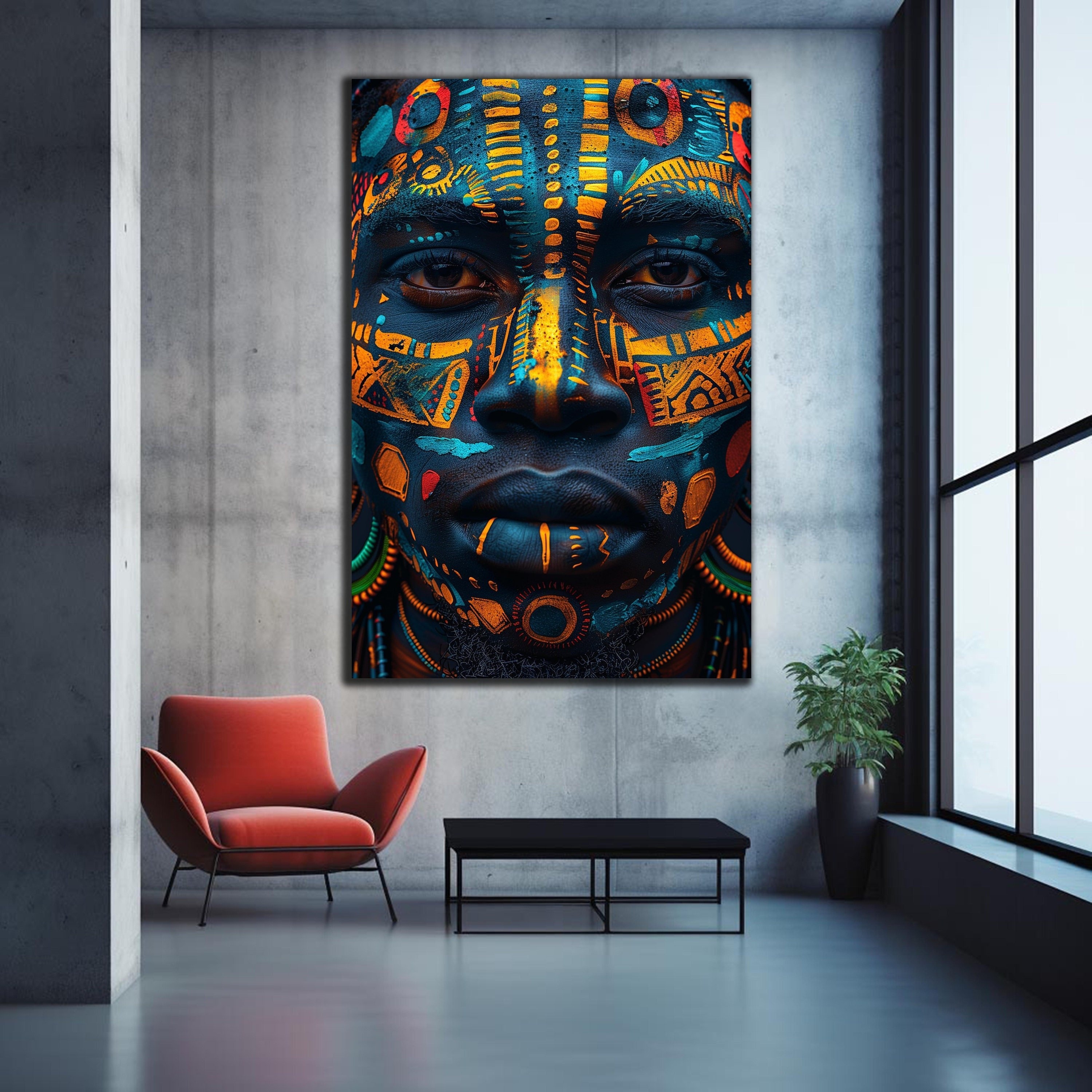 

Modern African Ethnic Canvas Wall Art, 31.5x47.24in - Print For Living Room & Bedroom Decor