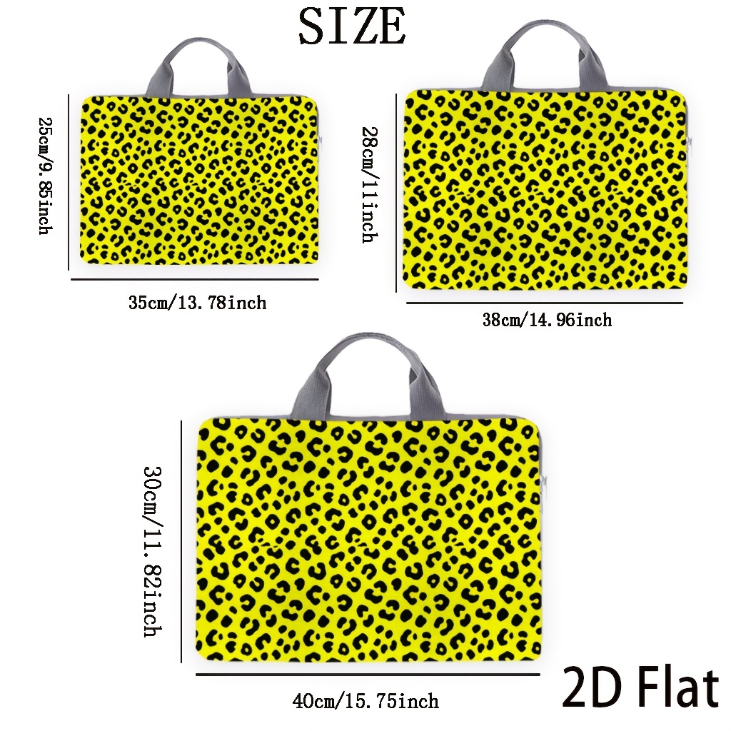 Bright Yellow Leopard Print Laptop Bag for Tablets and Laptops