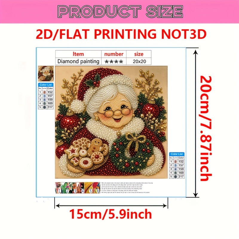 TEMU 2d Flat, 1 Set Art Set (diamond Painting Style), Christmas Theme, Includes , Canvas, And Kind Grandma Pattern, For Home Wall Decoration Gift,