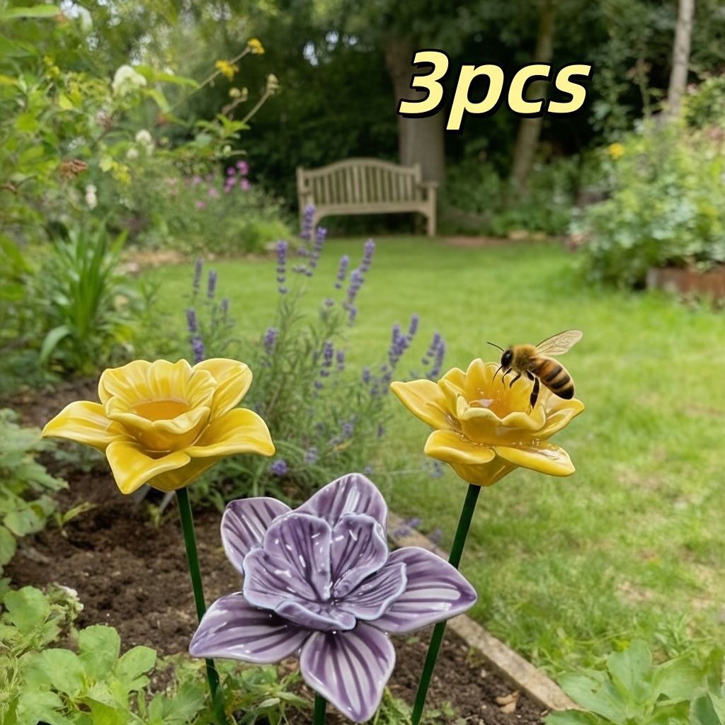E-shop 3 Stk. Exquisite handgefertigte Keramik-Bienenfutterhäuschen, vielseitig einsetzbar, geeignet für Innendekoration Bienenfütterung im Freien,