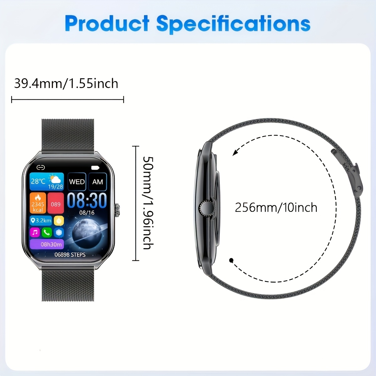 Aviwogr Ultra-Thin Smartwatch Compatible with Android/iPhone