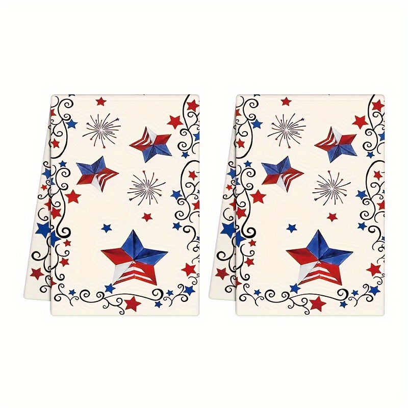 

2pcs, Hand Towels, Patriotic Dish Towels, Vintage Style Polyester Kitchen Towels, Festive Independence Day Cleaning Cloths For Home & Holiday Decor