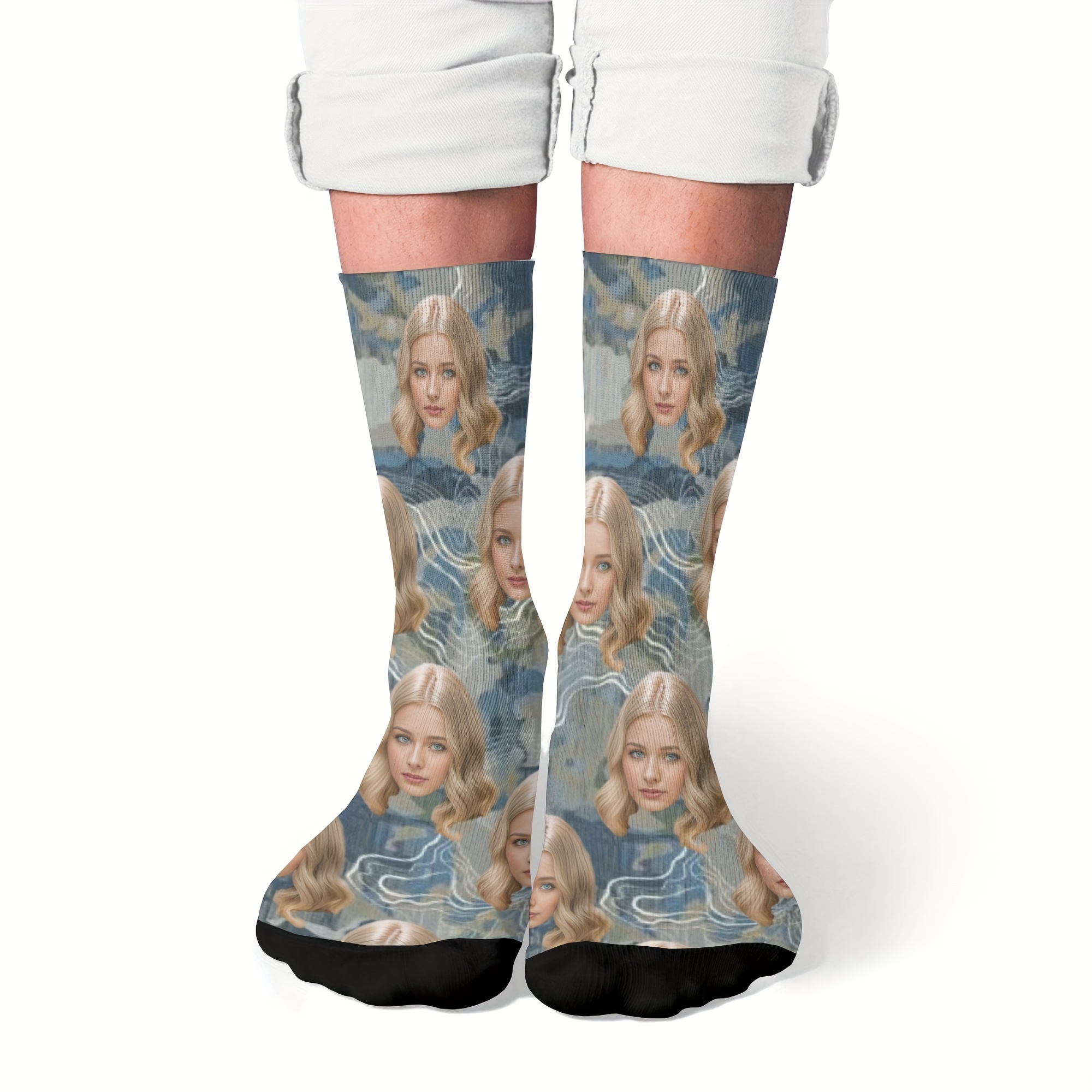 chaussettes personnalisées visage chaussettes cadeaux Temu France