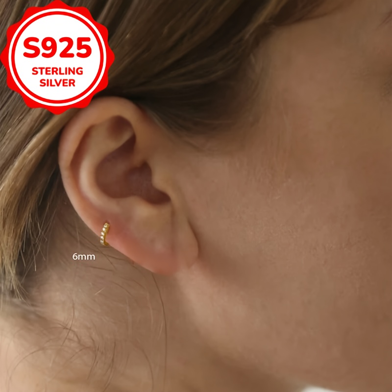 S925 Sterling Silver Vintage Round Ear Clips for Women