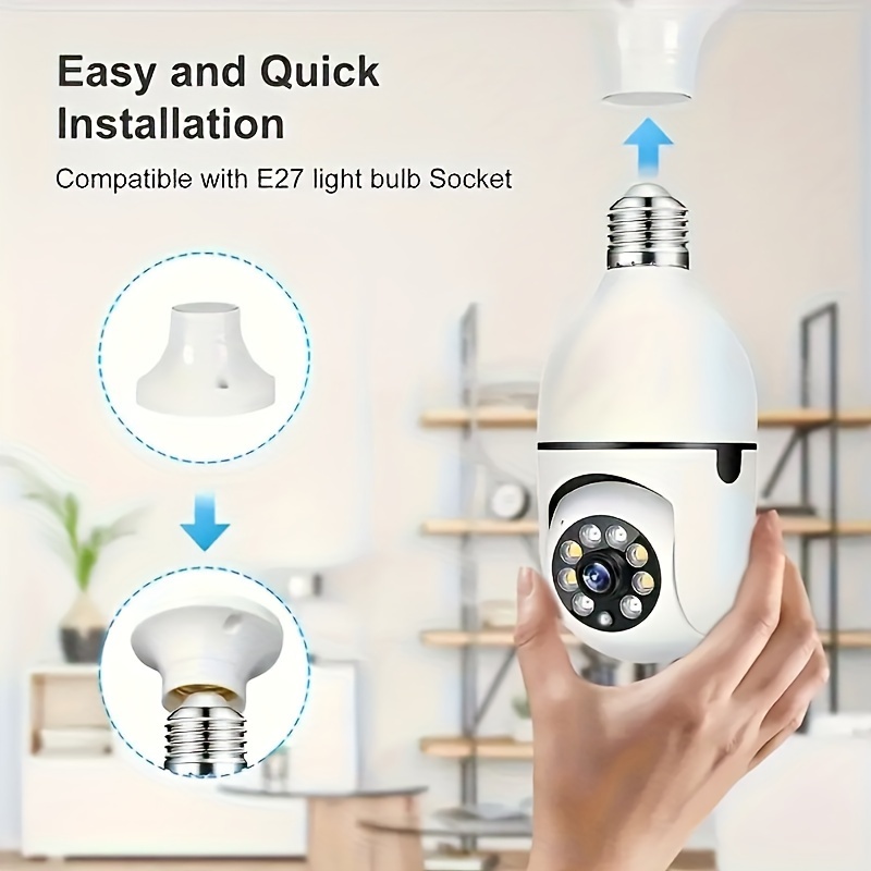 1pc light bulb security camera with e27 connector home wifi security camera 360 degree pan tilt panoramic surveillance camera two way audio wifi camera ip camera indoor outdoor security camera 2 4g without sd card details 3